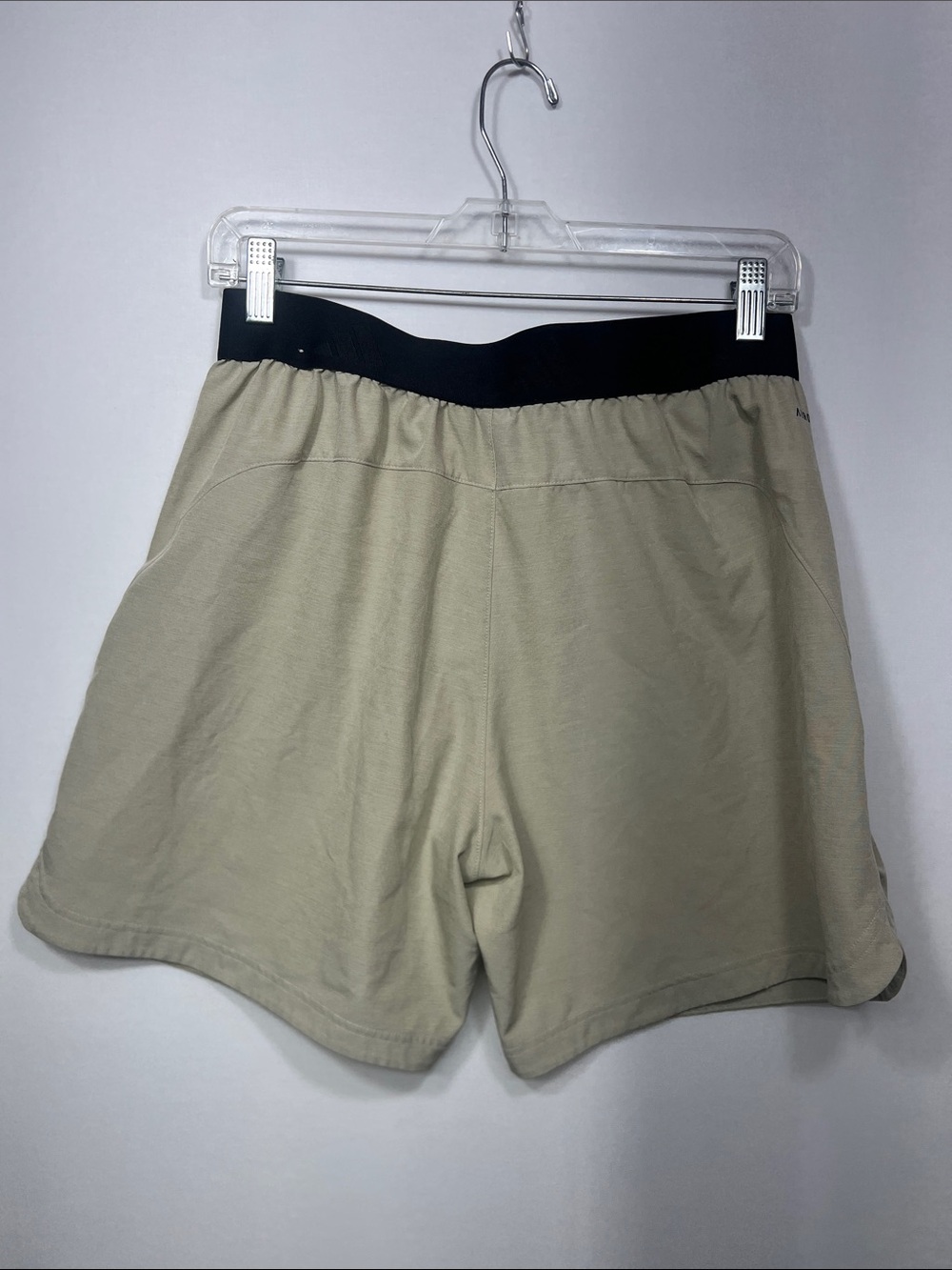 adidas Men’s Beige Athletic Shorts with Black Waistband - Picture 6 of 8